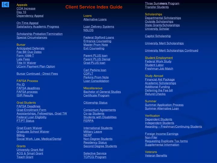 client service index guide