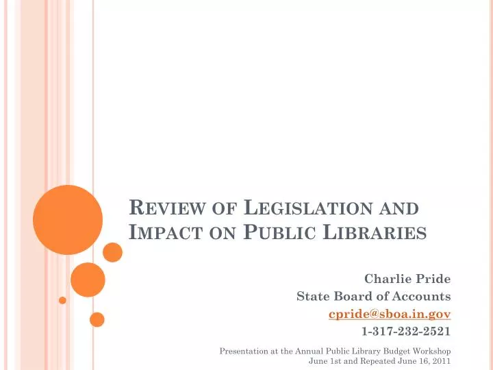 review of legislation and impact on public libraries