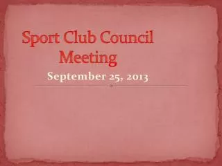 Sport Club Council Meeting