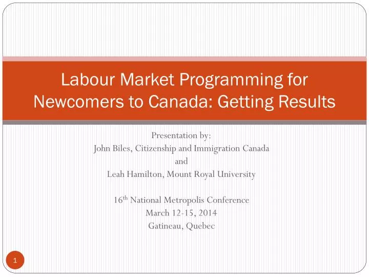 labour market programming for newcomers to canada getting results