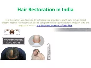 Hair Restoration in India, Hair Restoration in Singapore