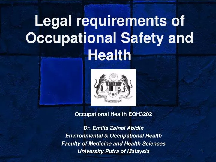 legal requirements of occupational safety and health