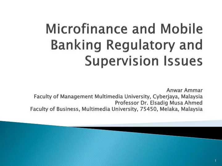 microfinance and mobile banking regulatory and supervision issues