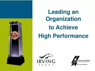 Leading an Organization to Achieve High Performance