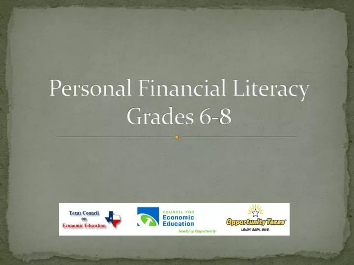 personal financial literacy grades 6 8