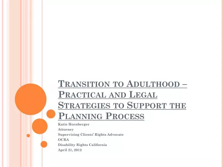 transition to adulthood practical and legal strategies to support the planning process