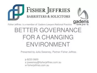 Better Governance for a Changing Environment