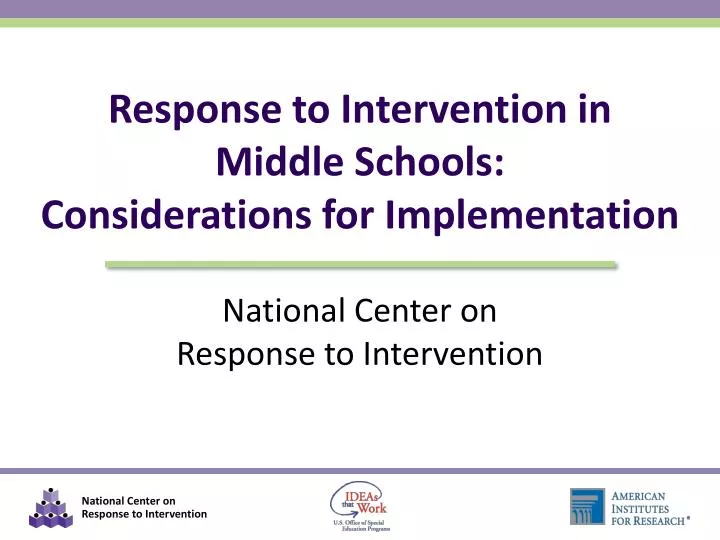 response to intervention in middle schools considerations for implementation