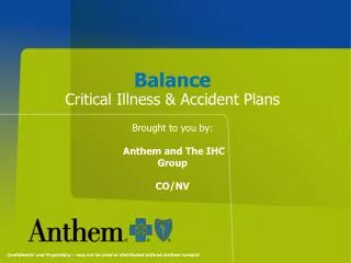 Balance Critical Illness &amp; Accident Plans