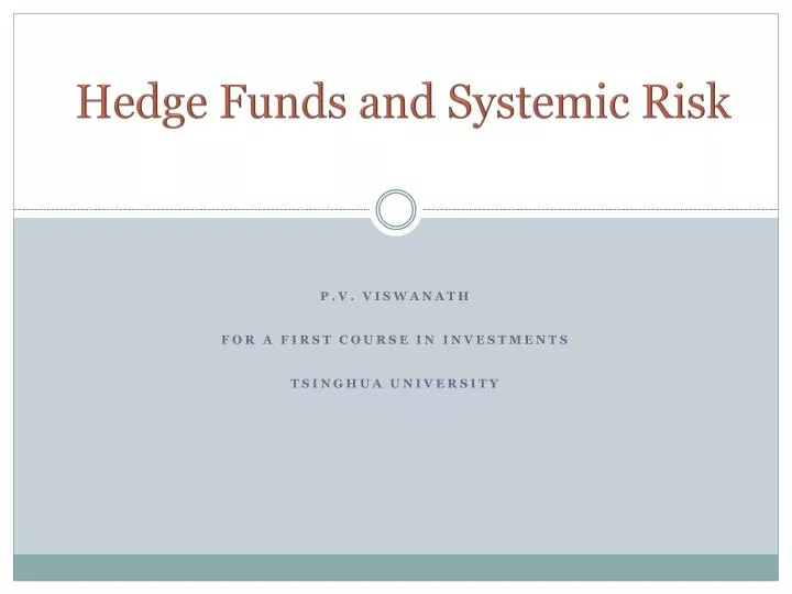 hedge funds and systemic risk