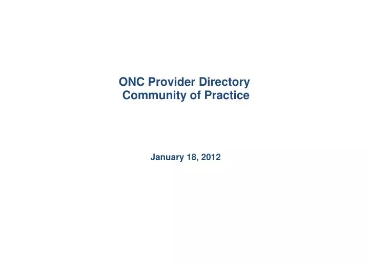 onc provider directory community of practice
