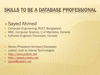 Skills to Be a database Professional