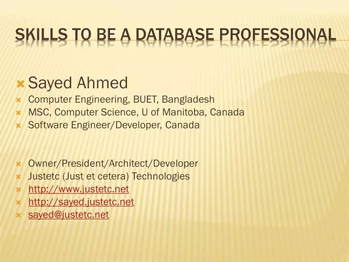 skills to be a database professional