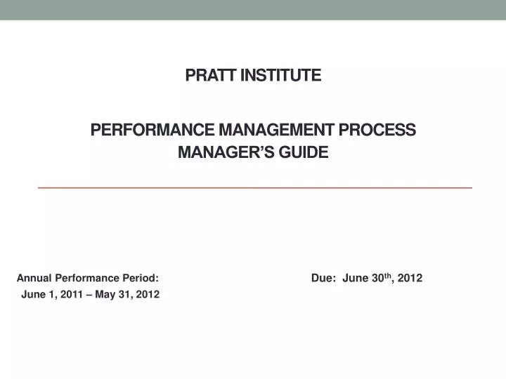 pratt institute performance management process manager s guide