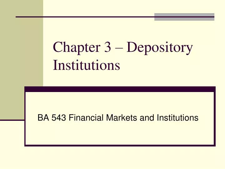 chapter 3 depository institutions