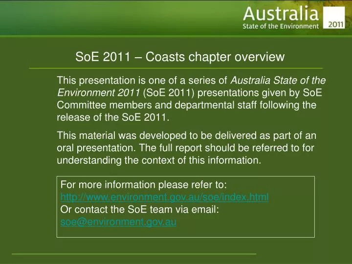soe 2011 coasts chapter overview