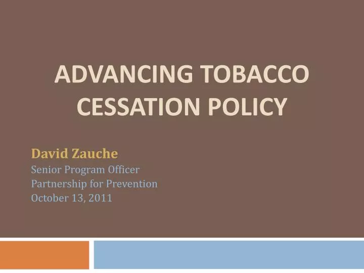 advancing tobacco cessation policy