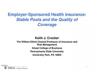 Employer-Sponsored Health Insurance: Stable Pools and the Quality of Coverage
