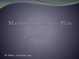 Mashroo3i Business Plan Execution Plan