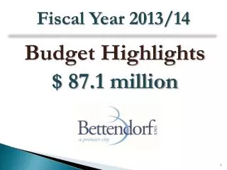 Budget Highlights $ 87.1 million