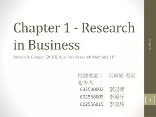 Chapter 1 - Research in Business
