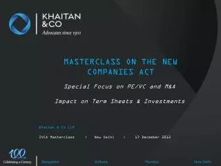 MASTERCLASS ON THE NEW COMPANIES ACT