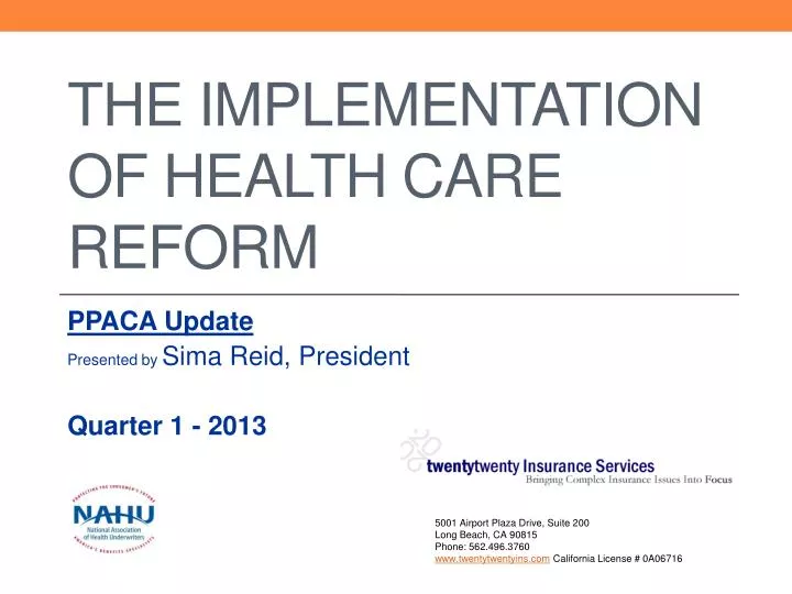the implementation of health care reform