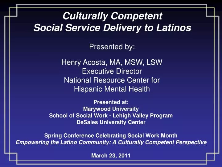 culturally competent social service delivery to latinos