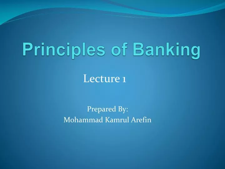 principles of banking