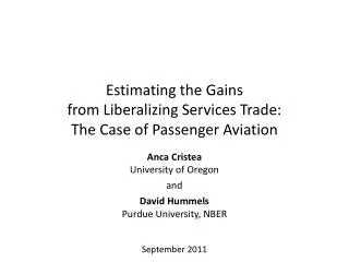 Estimating the Gains from Liberalizing Services Trade: The Case of Passenger Aviation