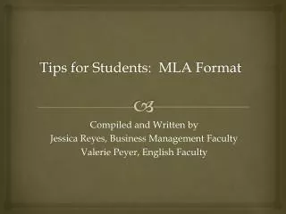 Tips for Students: MLA Format