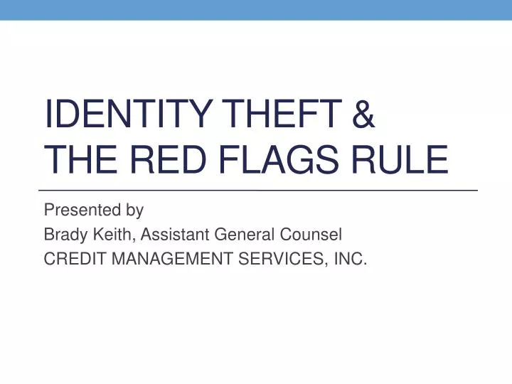 identity theft the red flags rule