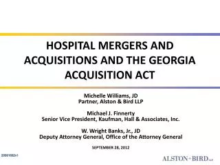 HOSPITAL MERGERS AND ACQUISITIONS AND THE GEORGIA ACQUISITION ACT