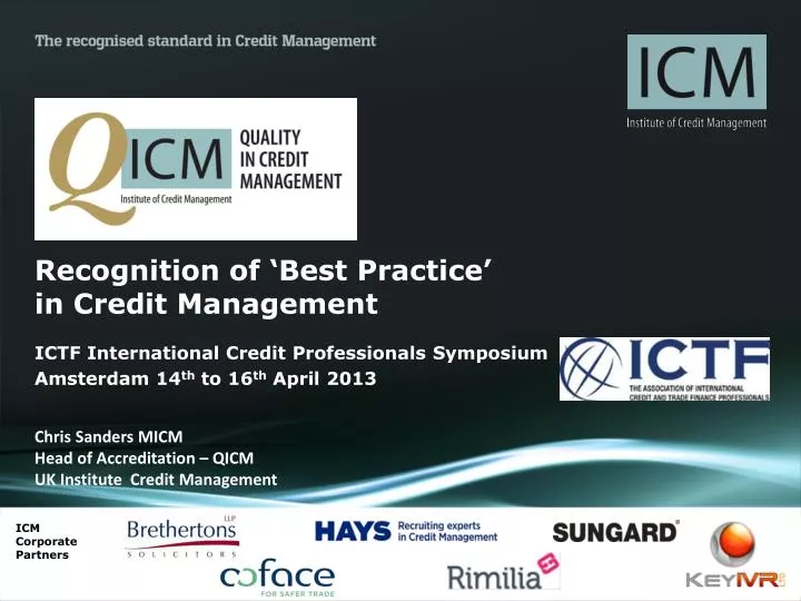 recognition of best practice in credit management