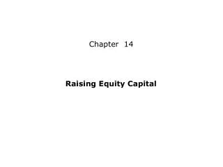 Raising Equity Capital