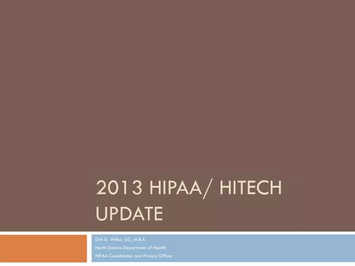 2013 hipaa hitech update