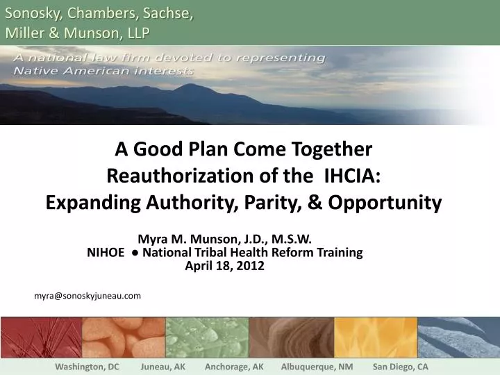 a good plan come together reauthorization of the ihcia expanding authority parity opportunity