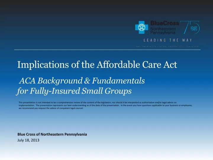 implications of the affordable care act aca background fundamentals for fully insured small groups