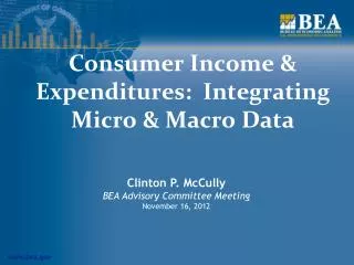 Consumer Income &amp; Expenditures: Integrating Micro &amp; Macro Data