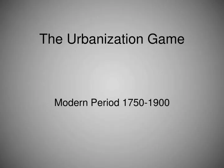 the urbanization game