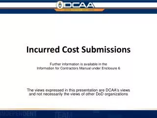 Incurred Cost Submissions
