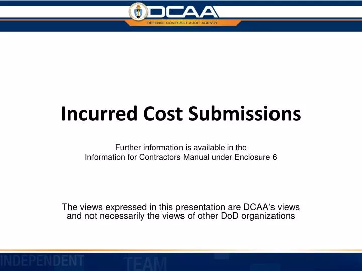 incurred cost submissions