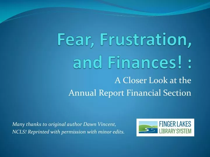 fear frustration and finances