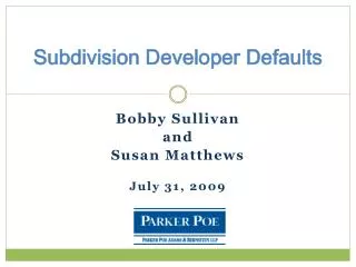 Subdivision Developer Defaults