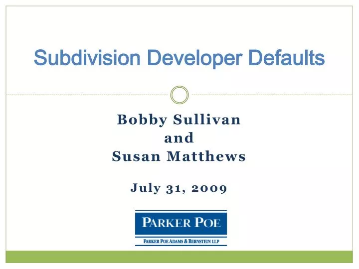 subdivision developer defaults