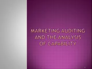 Marketing auditing and the analysis of capability
