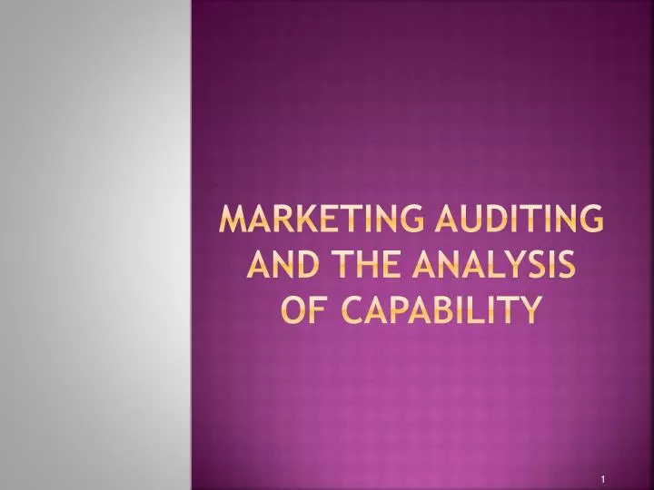 marketing auditing and the analysis of capability