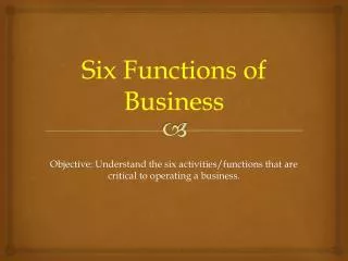 Six Functions of Business