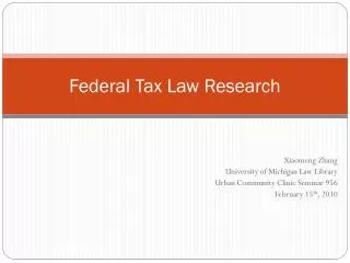 Federal Tax Law Research