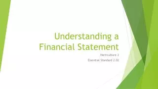 Understanding a Financial Statement